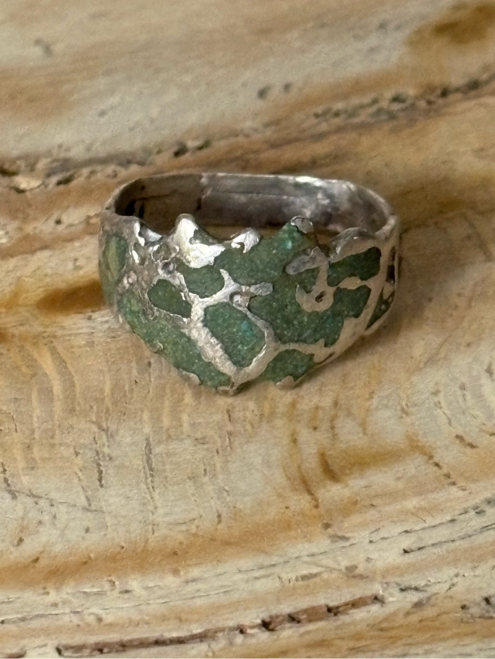 Handcrafted Crushed Turquoise Sterling Silver Ring